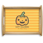 Halloween Pumpkin Natural Wooden Tray - Large (Personalized)