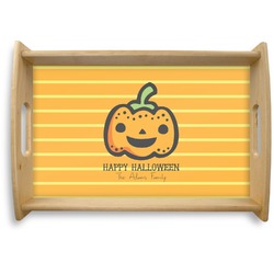Halloween Pumpkin Natural Wooden Tray - Small (Personalized)