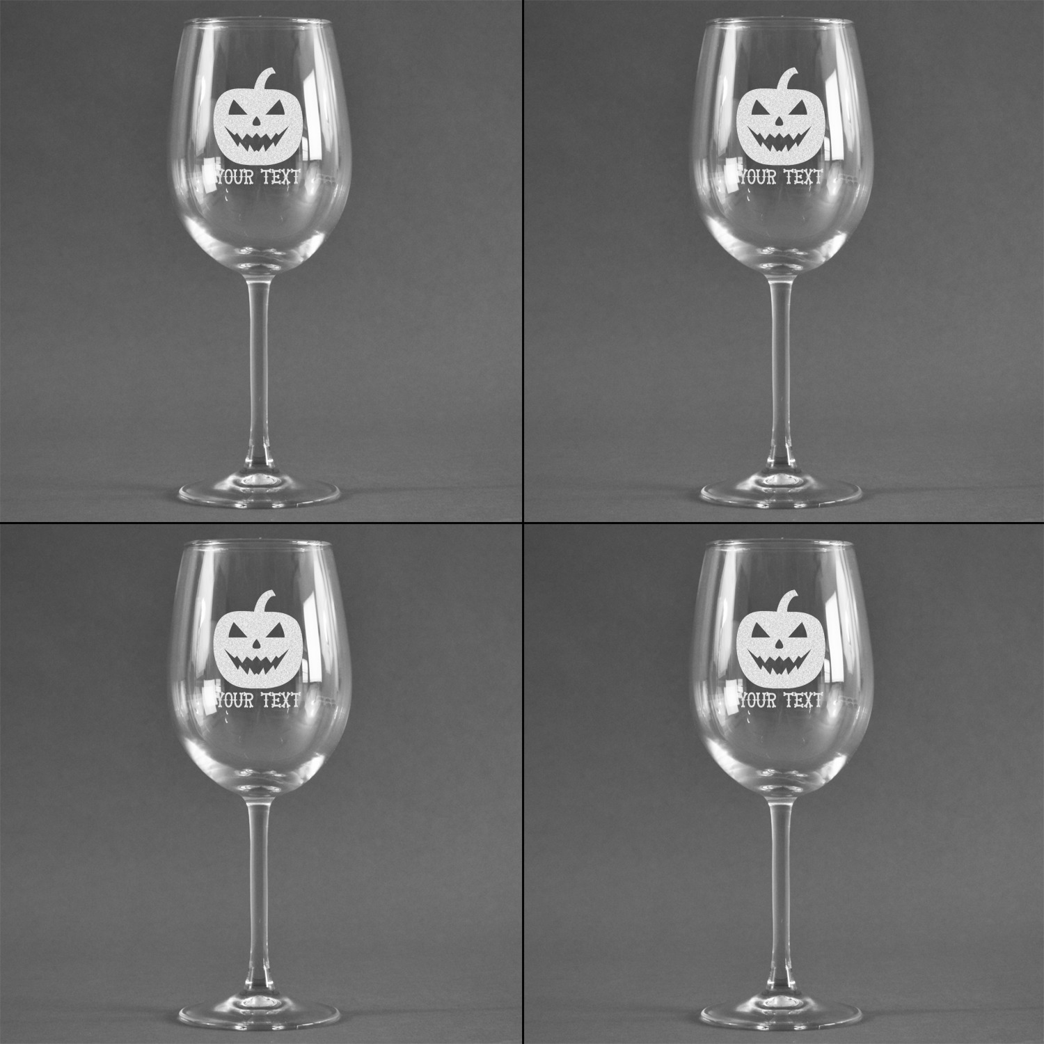 Halloween Pumpkin Wine Glasses (Set of 4) (Personalized) - YouCustomizeIt