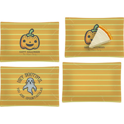 Halloween Pumpkin Set of 4 Glass Rectangular Appetizer / Dessert Plate (Personalized)