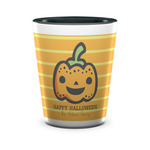 Halloween Pumpkin Ceramic Shot Glass - 1.5 oz - Two Tone - Single (Personalized)