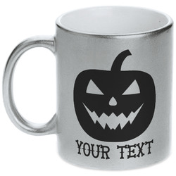 Halloween Pumpkin Metallic Silver Mug (Personalized)