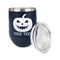 Halloween Pumpkin Stainless Wine Tumblers - Navy - Double Sided - Alt View