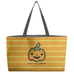 Halloween Pumpkin Beach Totes Bag - w/ Black Handles (Personalized)