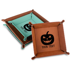 Halloween Pumpkin Faux Leather Dice Tray (Personalized)