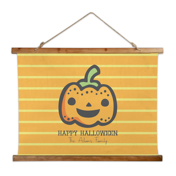 Custom Halloween Pumpkin Wall Hanging Tapestry - Wide (Personalized)