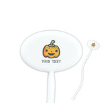 Halloween Pumpkin 7" Oval Plastic Stir Sticks - White - Double Sided (Personalized)