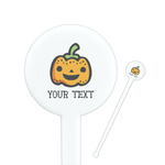 Halloween Pumpkin 7" Round Plastic Stir Sticks - White - Single Sided (Personalized)