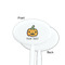 Halloween Pumpkin White Plastic 7" Stir Stick - Single Sided - Oval - Front & Back