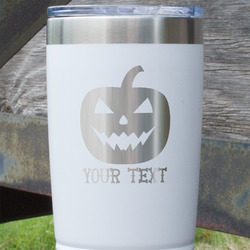 Halloween Pumpkin 20 oz Stainless Steel Tumbler - White - Single Sided (Personalized)