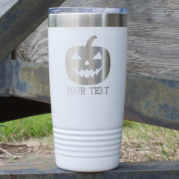 Custom Halloween Pumpkin 20 oz Stainless Steel Tumbler - White - Double Sided (Personalized)