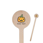 Halloween Pumpkin 7.5" Round Wooden Stir Sticks - Single Sided (Personalized)
