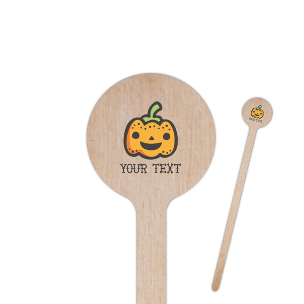 Custom Halloween Pumpkin 7.5" Round Wooden Stir Sticks - Double Sided (Personalized)