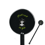 Witches On Halloween 5.5" Round Plastic Stir Sticks - Black - Double Sided (Personalized)