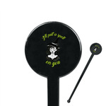 Witches On Halloween 7" Round Plastic Stir Sticks - Black - Single Sided (Personalized)