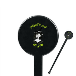 Witches On Halloween 7" Round Plastic Stir Sticks - Black - Double Sided (Personalized)