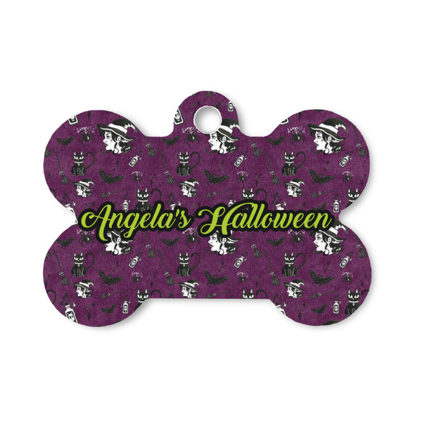 Custom Witches On Halloween Bone Shaped Dog ID Tag - Small (Personalized)