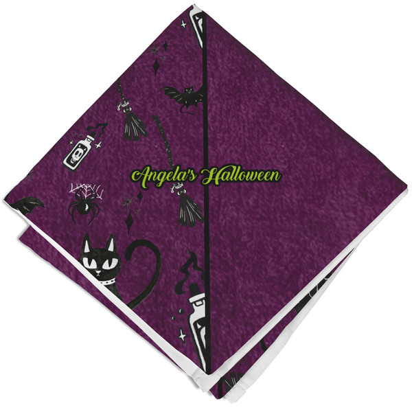 Custom Witches On Halloween Cloth Cocktail Napkin - Single w/ Name or Text