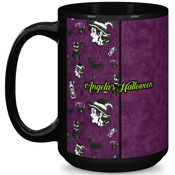 Custom Witches On Halloween 15 Oz Coffee Mug - Black (Personalized)