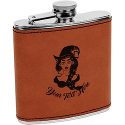 Witches On Halloween Leatherette Wrapped Stainless Steel Flask (Personalized)