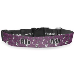 Witches On Halloween Deluxe Dog Collar - Medium (11.5" to 17.5") (Personalized)