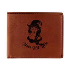 Witches On Halloween Leatherette Bifold Wallet - Single Sided (Personalized)