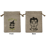 Witches On Halloween Medium Burlap Gift Bag - Front & Back (Personalized)