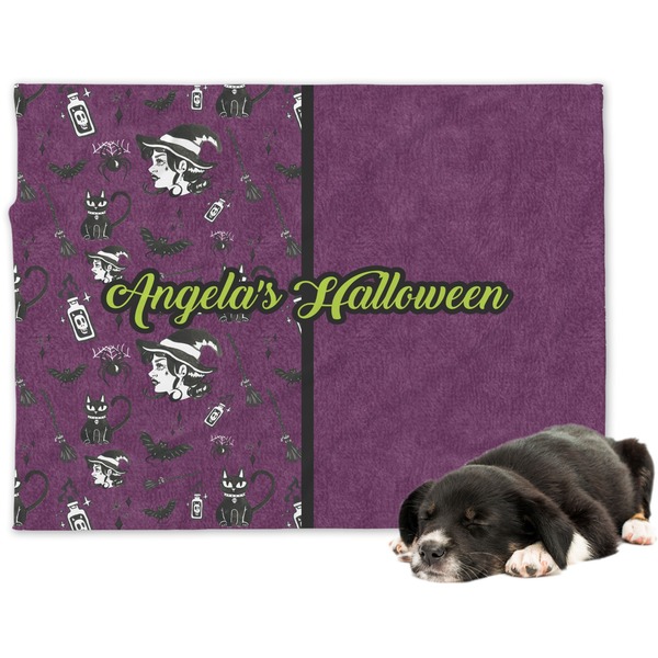 Custom Witches On Halloween Dog Blanket - Large (Personalized)