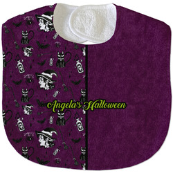 Witches On Halloween Velour Baby Bib w/ Name or Text