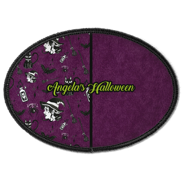 Custom Witches On Halloween Iron On Oval Patch w/ Name or Text