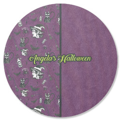 Witches On Halloween Round Rubber Backed Coaster (Personalized)