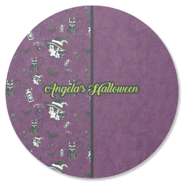 Custom Witches On Halloween Round Rubber Backed Coaster (Personalized)