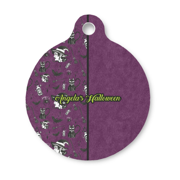 Custom Witches On Halloween Round Pet ID Tag - Small (Personalized)