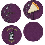 Witches On Halloween Set of 4 Glass Appetizer / Dessert Plate 8" (Personalized)