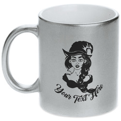 Witches On Halloween Metallic Silver Mug (Personalized)