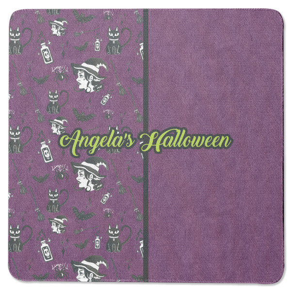 Custom Witches On Halloween Square Rubber Backed Coaster (Personalized)