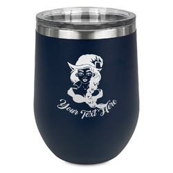 Witches On Halloween Stemless Stainless Steel Wine Tumbler - Navy - Single Sided (Personalized)