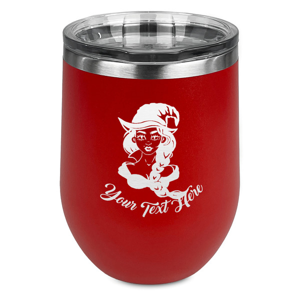 Custom Witches On Halloween Stemless Stainless Steel Wine Tumbler - Red - Double Sided (Personalized)