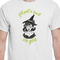 Witches On Halloween White Crew T-Shirt on Model - CloseUp