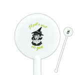 Witches On Halloween 5.5" Round Plastic Stir Sticks - White - Double Sided (Personalized)