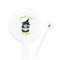 Witches On Halloween 7" Round Plastic Stir Sticks - White - Double Sided (Personalized)