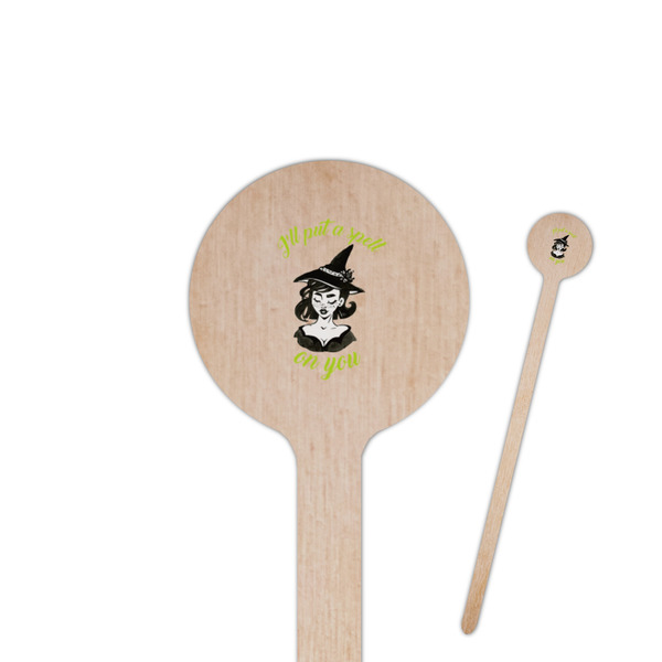 Custom Witches On Halloween 7.5" Round Wooden Stir Sticks - Double Sided (Personalized)