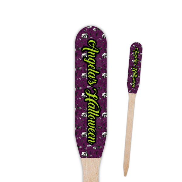 Custom Witches On Halloween Paddle Wooden Food Picks - Double Sided (Personalized)