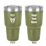 Skulls 30 oz Stainless Steel Tumbler - Olive - Double-Sided (Personalized)