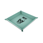 Skulls Faux Leather Dice Tray - 6" x 6" - Teal (Personalized)