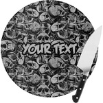 Skulls Round Glass Cutting Board - Small (Personalized)