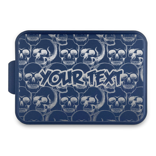 Custom Skulls Aluminum Baking Pan with Navy Lid (Personalized)