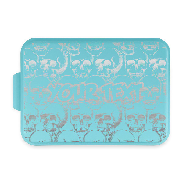 Custom Skulls Aluminum Baking Pan with Teal Lid (Personalized)