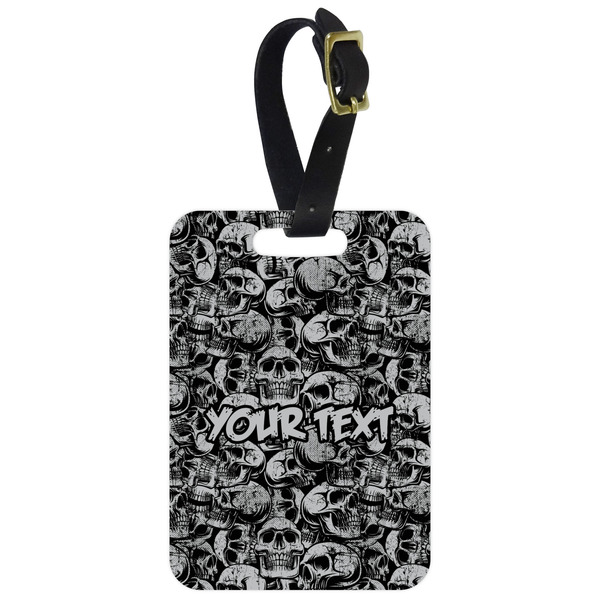 Custom Skulls Metal Luggage Tag w/ Name or Text