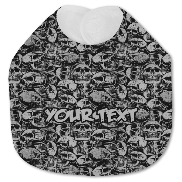 Custom Skulls Jersey Knit Baby Bib w/ Name or Text